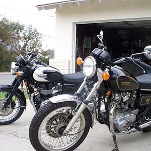 Old and new, 2 beautiful motorcycles.