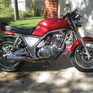 1986 SRX6 Super Single 
 I am a fan of the Yamaha SR500s and this model is sort of the big brother. 600cc thumper with a kick start only. Only brough