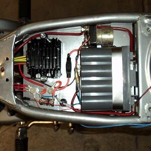 Under-seat electrical: battery, starter relay, regulator/rectifier, fuse, on/off switch and starter button