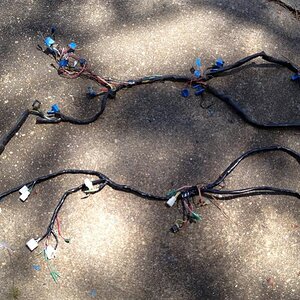 old burnt wire harness, new un-burnt wire harness.