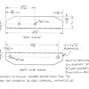 Sketch of bracket to mount Boyer-Brandsen coil on late -model XS650