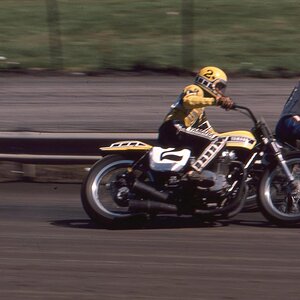 One of the advantages of being old is you saw the legends in action.  I like to think Kenny Roberts is passing this Harley on the outside.