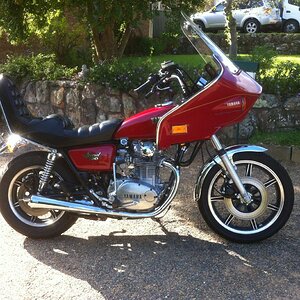 Yamaha XS650SF 1979 
1400 miles fully accessories equipped from factory.
Registered for only one year then placed in late owners bedroom.  
200 of