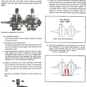 EarlyXS Crank Service page 58

Annotated to show proper V-block positioning.

The text says "mount the crank in live centers", but for old/used cr