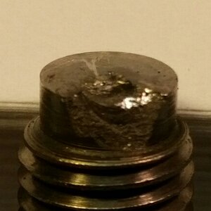 File test done on the damaged/spalled tip
File skips over hardened case, about 0.030" thick
File cuts into softer core