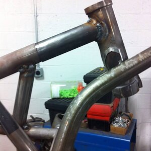 Despite being super-beefy tubing, was able to use pipe bender to create gooseneck, and plugs.
