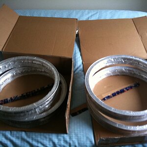 Finally. 2x 18 and 2x 19's flanged 36 hole alloys. 2 months in postage. grrrr.