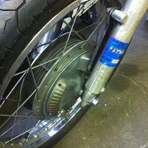 Bracket for my XS1 front wheel. I'll see how well this setup works with the new shoes.