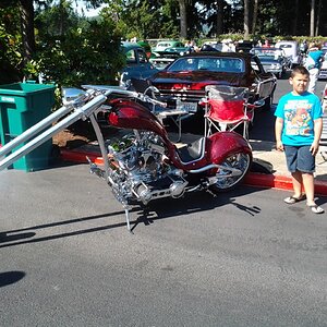 My son with a huge bike .