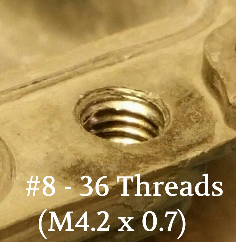 71XS1B Carburetor Bowl Screws
Stripped thread renewed with #8-36 threads.
