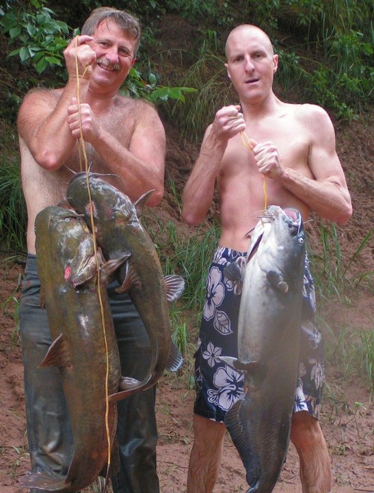 Noodling with Skipper Bivens from Animal Planet. I met him shortly after he shot the pilot for his TV show. I contacted him because I wanted to go noo
