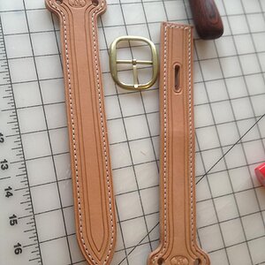 Battery straps stitched and ready for oil.