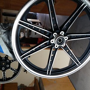 Wheels, drilled and painted