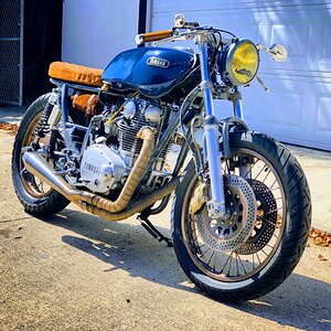 XS650 'Virgin' pipe wrap, clipons, Brembo calipers, lever, and master cylinder